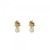 Pendientes Mountain de Plata Dorada con Perla