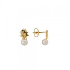 Pendientes Mountain de Plata Dorada con Perla