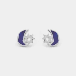 Pendientes Mountain Plata con Esmalte Azul