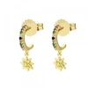 Pendientes Muka Plata Dorada y Circonitas Multicolor