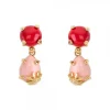 Pendientes Rania de Plata Dorada Piedras Rojas y Rosas