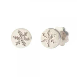 Pendientes Redondos Oro Blanco y Brillante 5mm