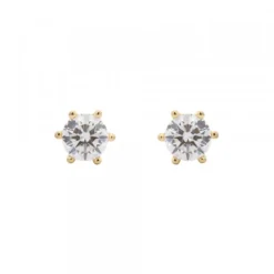 Pendientes Solitario Plata Dorada y Circonita 11mm