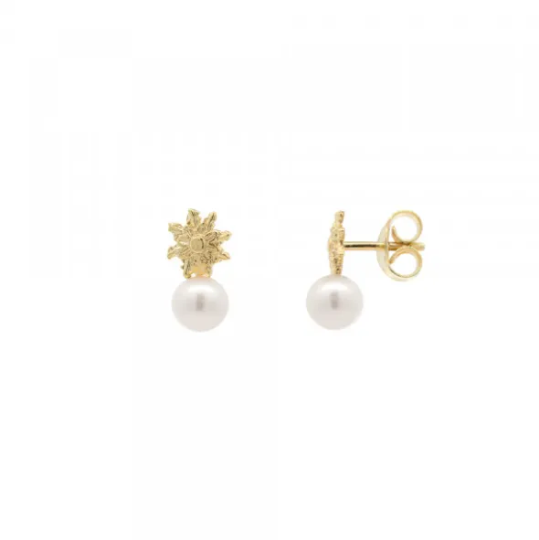 Pendientes Tú y Yo Plata Dorada y Perla 5mm