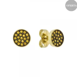 Pendientes Two Plata Dorada y Circonitas Amarillas