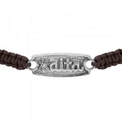 Pulsera Aita Marrón Plata Acabado Rústico
