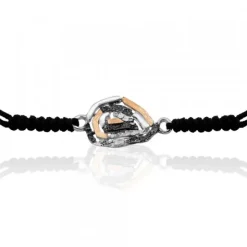 Pulsera Almendra de Vitoria Silueta Plata con Lámina de Oro