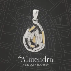 Pulsera Almendra de Vitoria Silueta Plata con Lámina de Oro