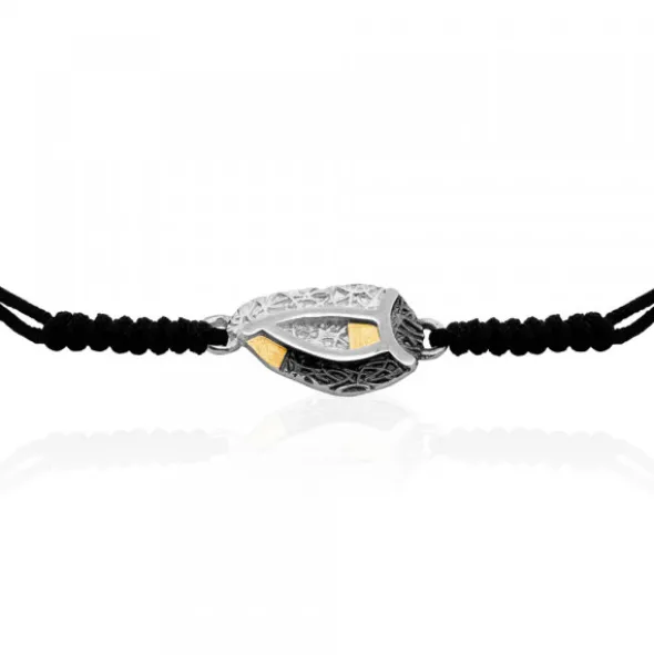 Pulsera Almendra de Vitoria Plata con Lámina de Oro