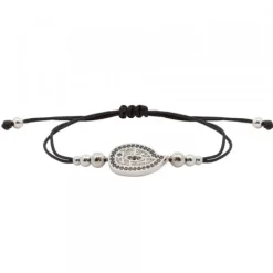 Pulsera Almendra Plata y Circonitas Negras