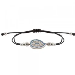 Pulsera Almendra Plata y Circonitas Azules