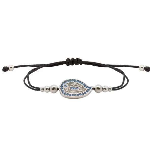 Pulsera Almendra Plata y Circonitas Azules