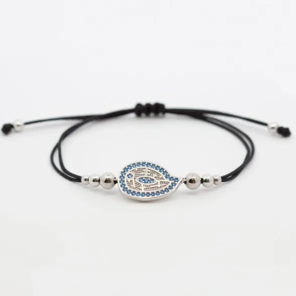 Pulsera Almendra Plata y Circonitas Azules
