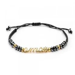 Pulsera Ama Plata Dorada con Hematites
