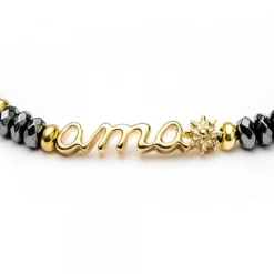 Pulsera Ama Plata Dorada con Hematites