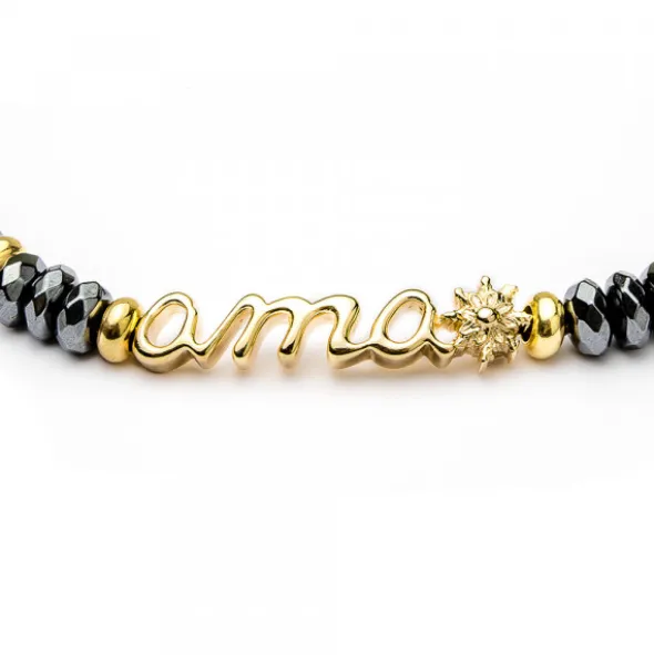 Pulsera Ama Plata Dorada con Hematites