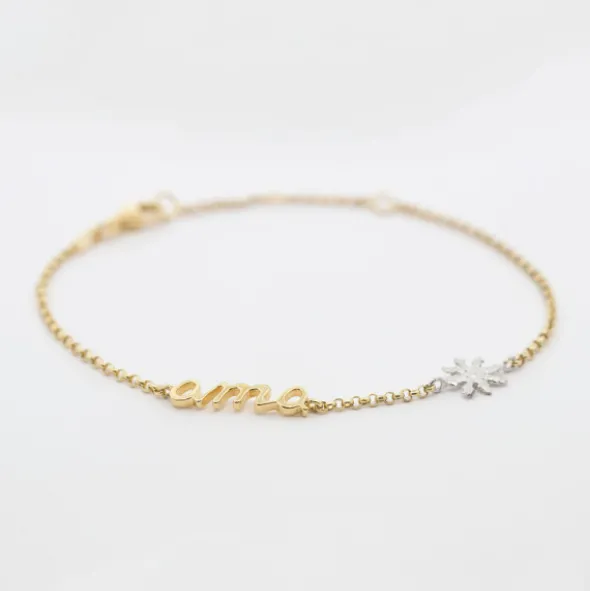 Pulsera Ama Plata Dorada y Eguzkilore Plata