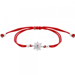 Pulsera Basic Colors Hilo Rojo Plata y Circonita Roja