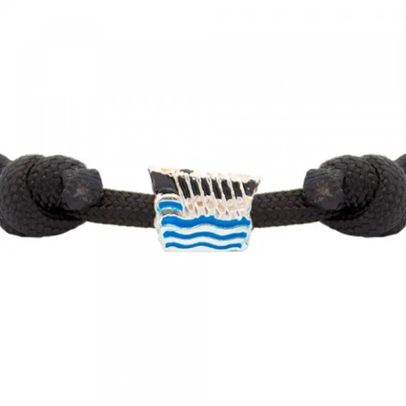 Pulsera Charm Trainera Negra Plata