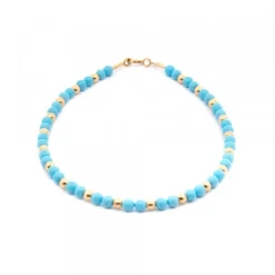Pulsera de Cuentas Turquesa y Dorado