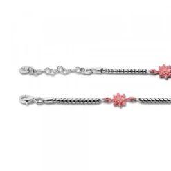 Pulsera de Plata con 3 Eguzkilore Rosas y Cadena Semirígida