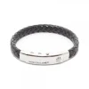 Pulsera Eguzkilore Cuero Trenzado Negro Personalizable
