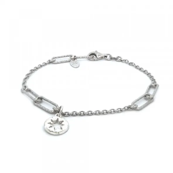 Pulsera Eguzkilore Eslabones Jaspeados Plata
