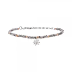 Pulsera Eguzkilore Mallina Facetada Plata y Rosa