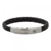 Pulsera Eguzkilore Mate Cuero Trenzado Negro Personalizable