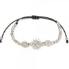 Pulsera Eguzkilore Plata con Bolitas y Macramé