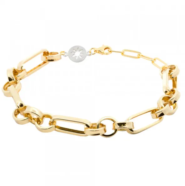 Pulsera Eslabones 3+1 de Plata Dorada