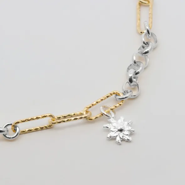 Pulsera Eslabones de Plata Bicolor y Eguzkilore Plata