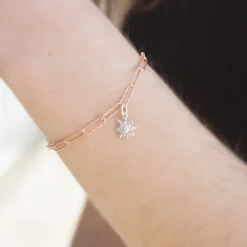 Pulsera Eslabones Martelé Plata Rosa
