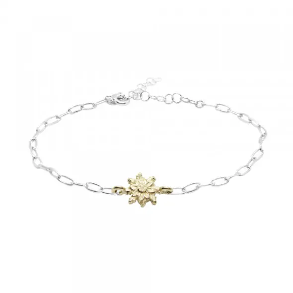 Pulsera Eslabones Plata y Eguzkilore Dorado