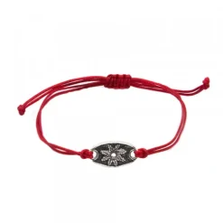 Pulsera Granate Chapa Ovalada Eguzkilore Plata Acabado Rústico
