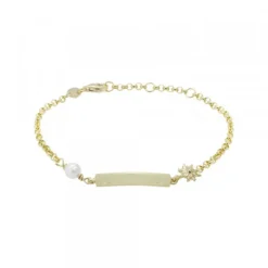 Pulsera Identidad Plata Dorada y Perla Eguzkitxiki