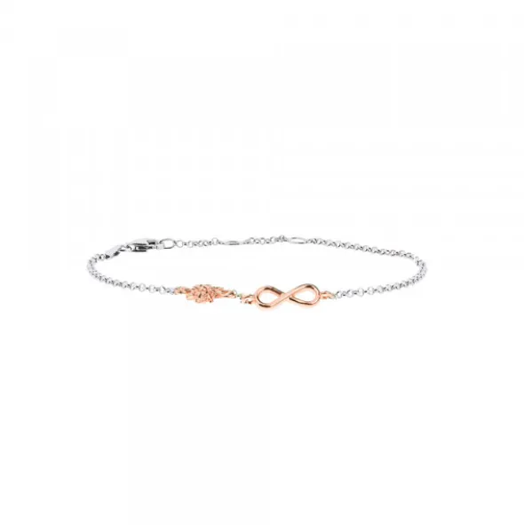 Pulsera Infinito con Eguzkilore de Plata Rosa