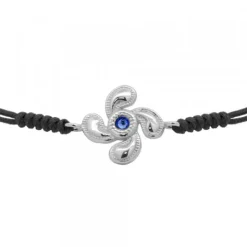 Pulsera Lauburu Berria Plata y Circonita Azul