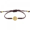 Pulsera Lauburu Redondo Plata Dorada y Circonita Marrón