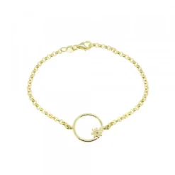 Pulsera Luna Llena de Plata Dorada