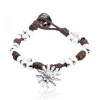 Pulsera Mari Mate con Motivo Eguzkilore y Cuerda Marrón