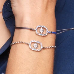 Pulsera Muka Macramé Plata y Circonitas Multicolor
