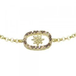 Pulsera Muka Plata Dorada y Circonitas Marrones