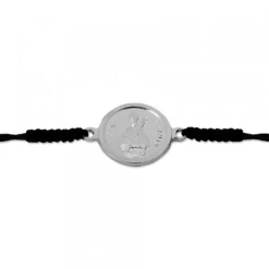 Pulsera Redonda San Fermín de Plata con Hilo Negro Personalizable