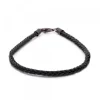 Pulsera Trenzada Negra con Terminal de Plata